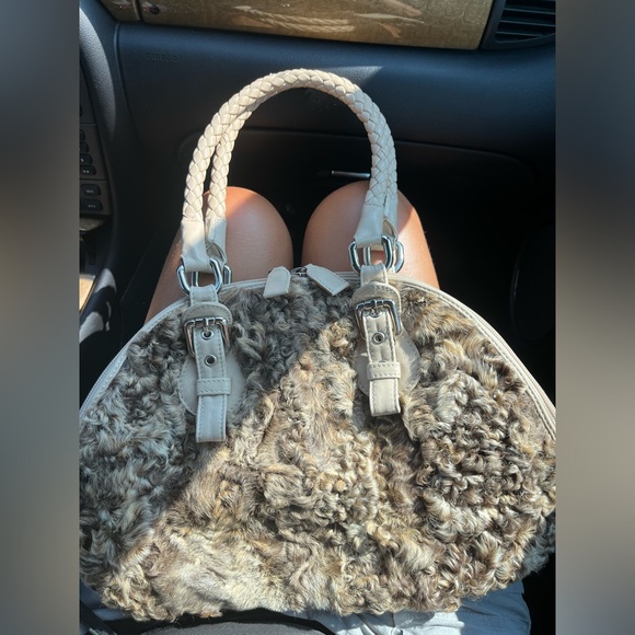 Women’s PAOLO MASI MONGOLIAN CURLY LAMB FUR LEATHER HAND / SHOULDER PURSE  👜 - Picture 10 of 12